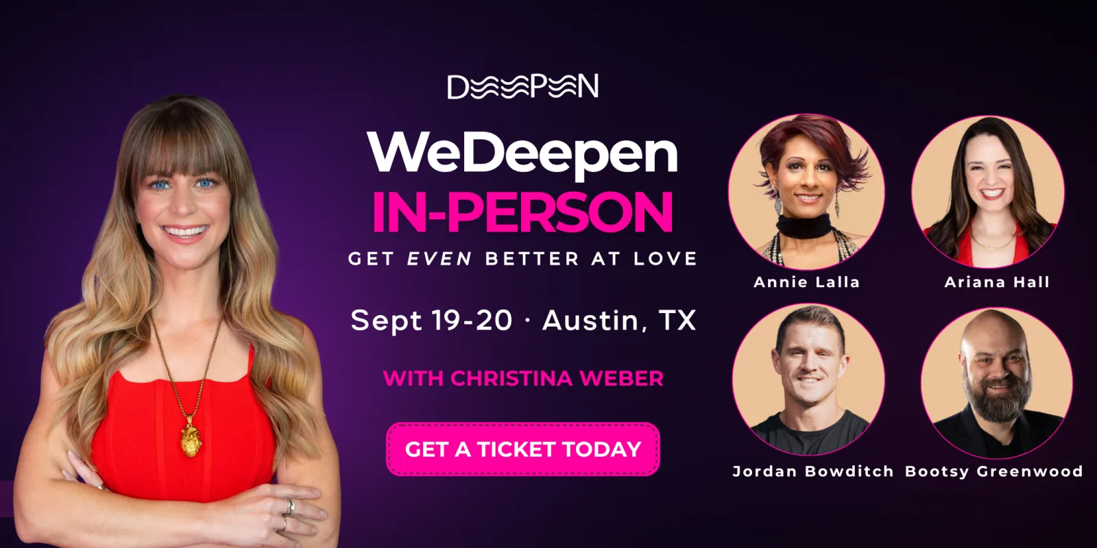 WeDeepen In-Person, September 19-20, 2026 in Austin, TX, with Christina Weber, Annie Lalla, Ariana Hall, Jordan Bowditch, and Bootsy Greenwood